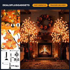 2Pack 6FT Lighted Maple Tree with 120 LED Lights - Prelit Fall Home Decor