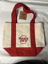 Trader Joe's Canvas Micro Tote Bag RED Limited Edition New w/ Tags