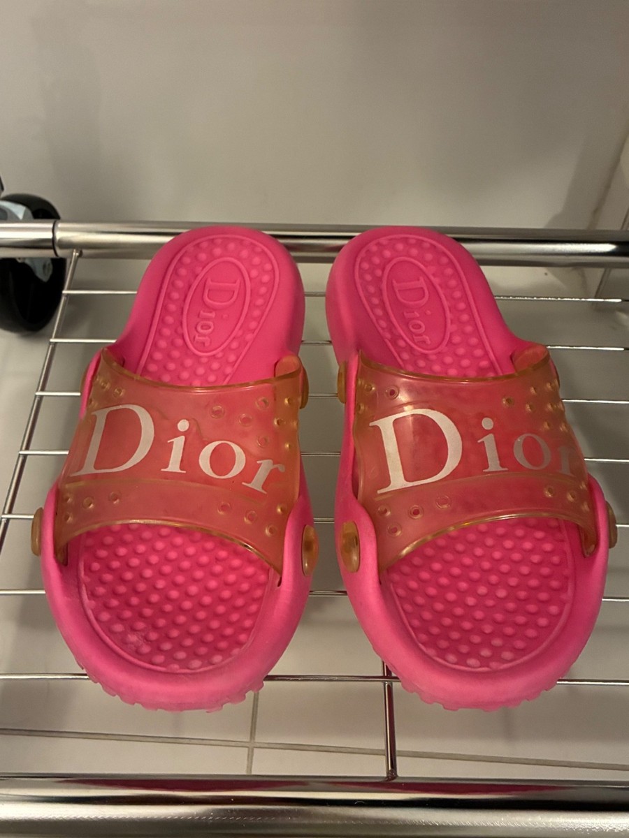 Vintage Christian Dior Silicone/Foam Pool Slides Sandals Pink