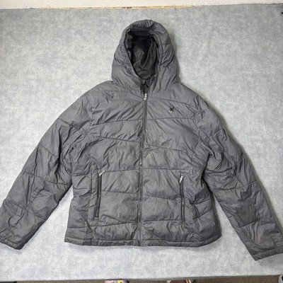 Spyder Jacket Mens XL Gray Hooded Puffer Quilted Insulated Zip Pockets Ski