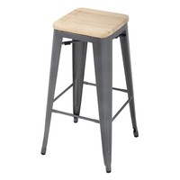 Bolero Barhocker Aus Stahl Mit Holzsitz - Grau (4 StüCk)