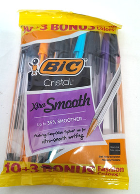 BIC CRISTAL XTRA-SMOOTH 10 black +3 Bonus Fashion Colors