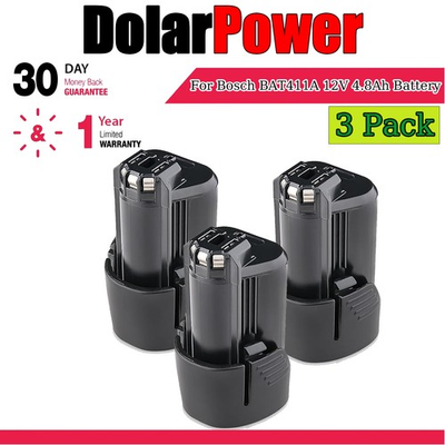 #ad 3X For Bosch 12V 4.8Ah Lithium ion Battery BAT411 BAT412 BAT414 GSR GDR GSB GWI $81.99