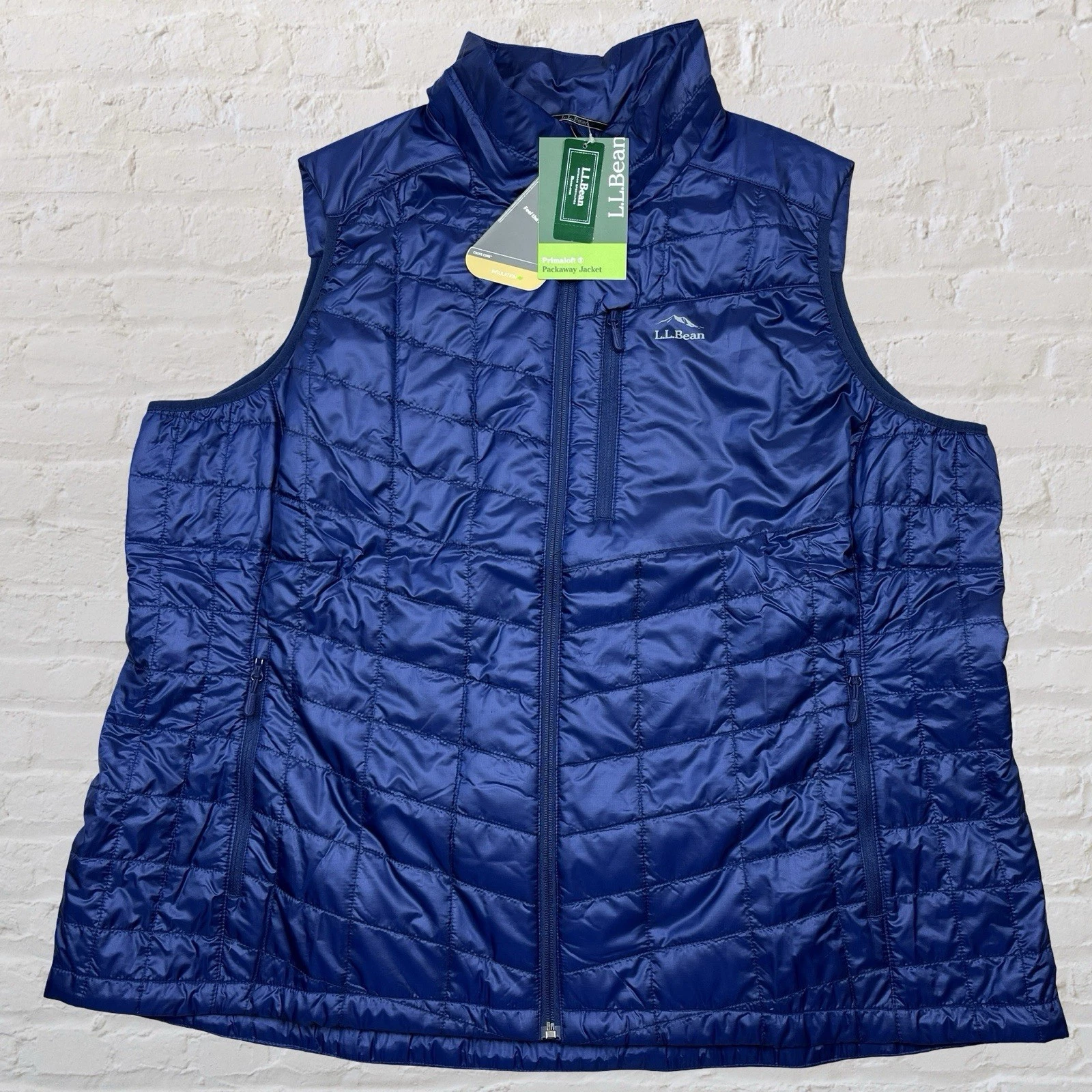 L.L. Bean Primaloft Packaway Vest Quilted Puffer Blue Womens 3X Plus