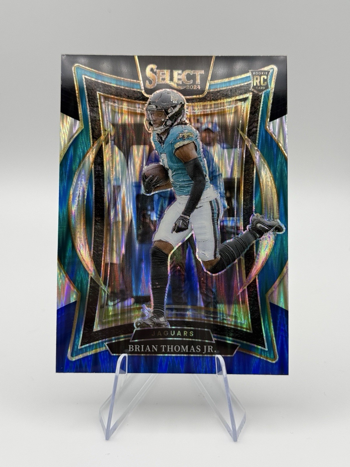 brian thomas jr 2024 Black & Blue Shock Prizm Select Jaguars LSU Nice #91 Rc !!!