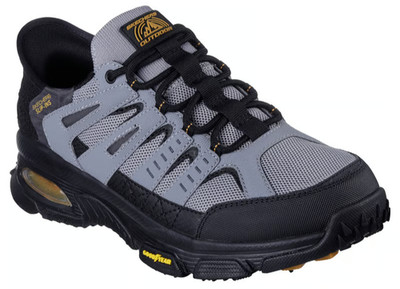 NEW MENS SKECHERS SLIP INS SKECH AIR ENVOY EMISSARY Gray Black LEATHER Shoes