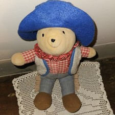 Vintage Eden Toys Plush P.B. Paddington Bear Cowboy Blue Hat Red Bandana