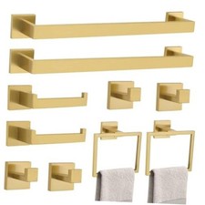 10 Pieces Bathroom Hardware Accessories Set Towel Bar Set 10 Pcs Brushed Gold