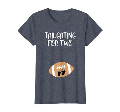 Tailgating for Two Football Game Day Pregnant Expecting Mom T-Shirt, Women, H...