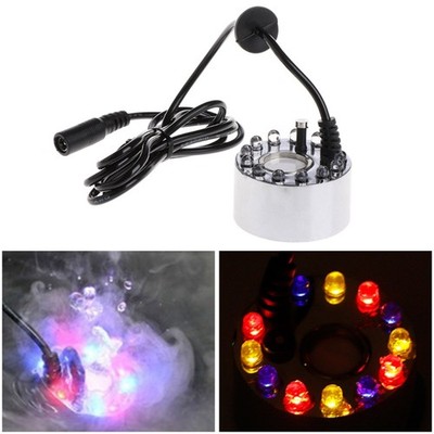 Mist Maker Indoor Fountain Mister Foggers Small Pond Fog Machine Atomizer 12 LED