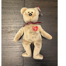 Ty Beanie Babies Bear 1999 Retired Original with Heart Tag and Ribbon