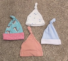 Newborn Baby Knotted Beanies Hats Caps Lot Of 4 Photography Props