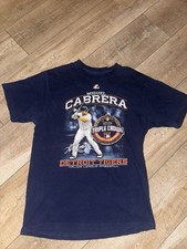 Miguel Cabrera Triple Crown Detroit Tigers Majestic T Shirt Medium 2012 Navy Y2K