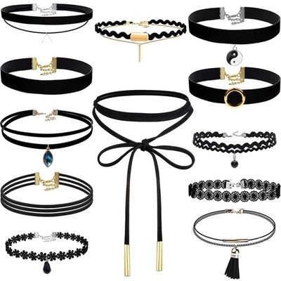 Choker Halskette Damen 12 Stück Samt  Gothic Punk Steampunk Tattoo