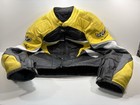 MotoGP 2002 Genuine Leather Eyes Black Yellow White Motorcycle Jacket 2XL