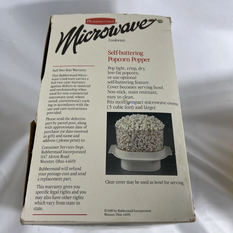 Palomitas de maíz vintage Rubbermaid microondas con mantequilla automática con caja Foto 2 de 4