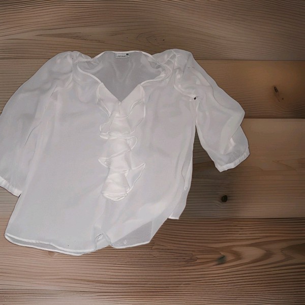 Jeanswest  BOHO sz 12,  white sheer blouse, chiffon  3/4 sleeve, beach  Summer 