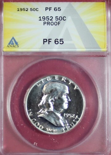 1952 PROOF FRANKLIN HALF DOLLAR ANACS PR65