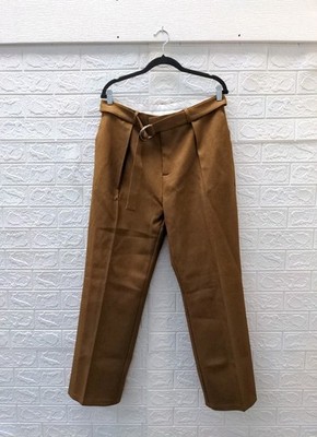 New MANIERE DE VOIR Men's Textured Belted Tailored Trousers Fawn Sz 32