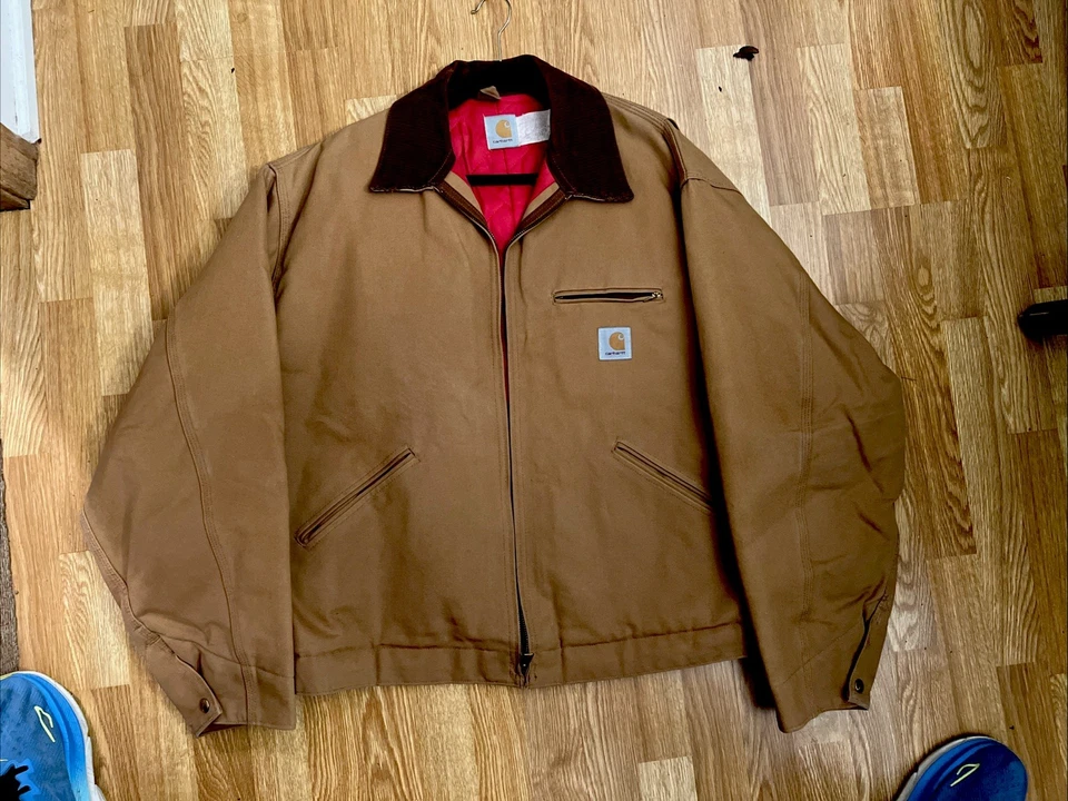 Forro acolchado vintage años 70 Carhartt Detroit rojo trabajo Foto 3 de 4