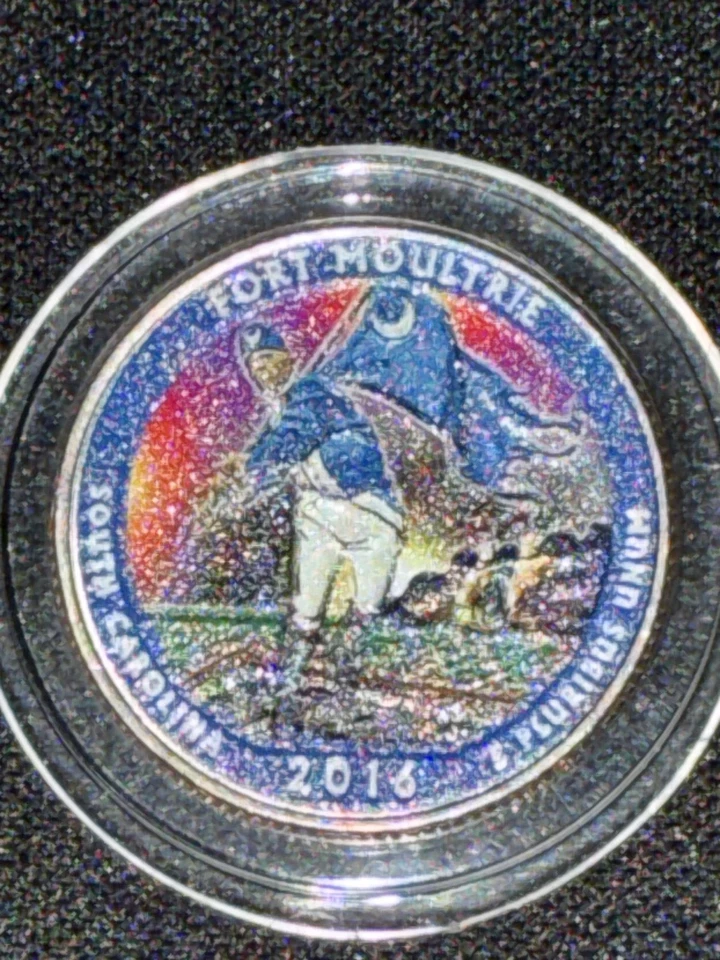 Fort Moultrie 2016p America The Beautiful Colorized Washington Quarter UNC  - Image 4 of 4