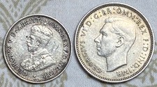 YOU GRADE AUSTRALIA 1936 3 PENCE & 1941 6 PENCE .925 Silver Coin 4.22 grams