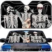 Funny Skull Car Windshield Sunshade for Big 55x30 inches Funny Skulls Drive