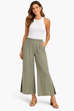 NWT Adrianna Papell Airflow Woven Dusty Sage Green Pants - Size Large