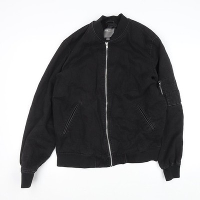 ASOS Bomberjacke Herren schwarz L Baumwolle Reißverschluss Freizeit Oberbekleidung