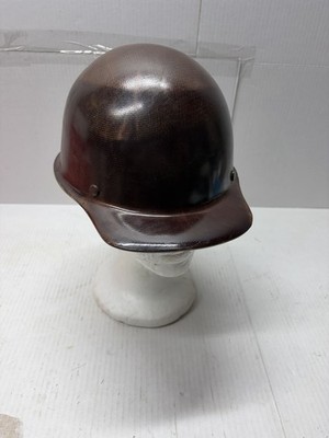 Vintage 1969 MSA Skullgard Fiberglass Brown  Hard Hat USA Great Con  Class A