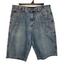 Fubu The Collection Mens Denim Jean Shorts W38 Light Wash Hip Hop Circa XCII Y2K