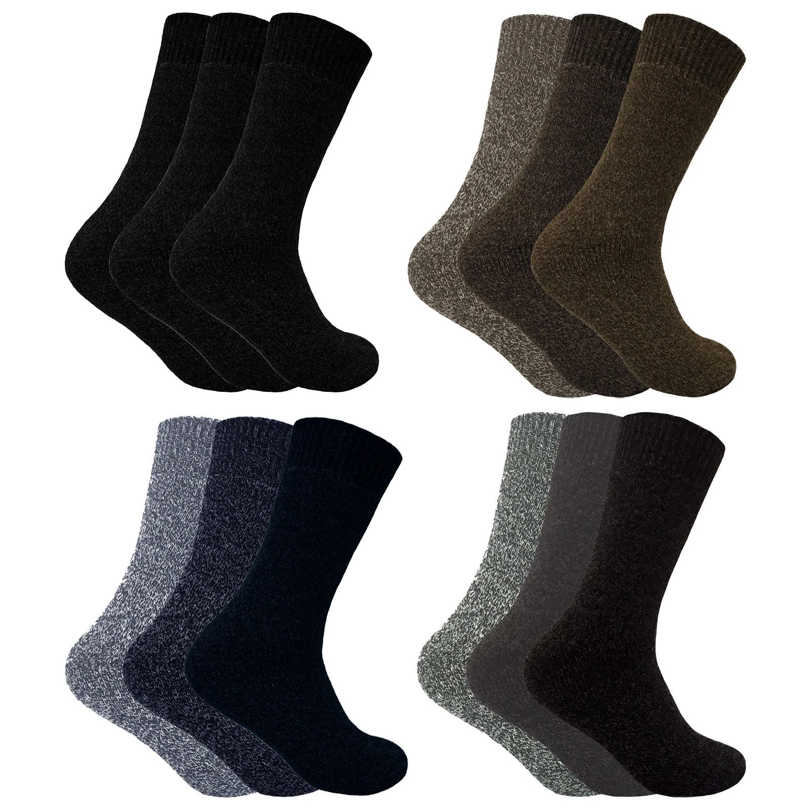 Mens Wool Thick Boot Socks by Sock Snob , 3 Multi Pack Thermal Hiking Socks