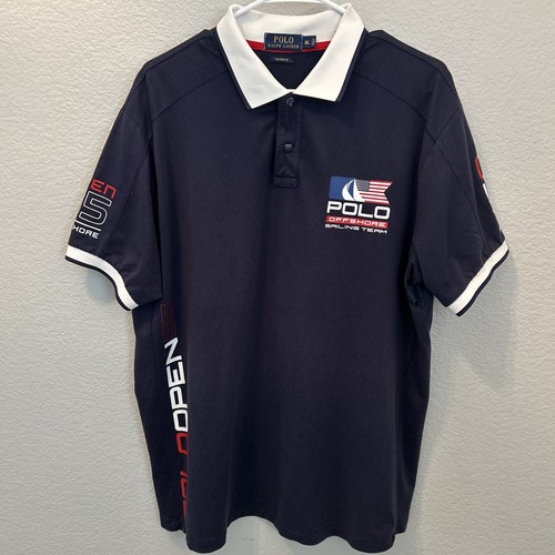 Polo Ralph Lauren Offshore Sailing Team Polo Shirt Men XL Custom Navy Open 65