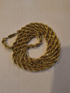 Authentic 34 Inch Twisted Rope Necklace 14k Yellow Gold Plated Marked 72.81 Grams
