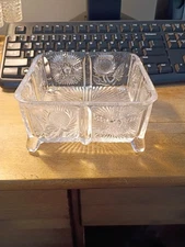 Glass Square Cut Glass Candy Dish With No Lid, With Legs