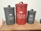 Hazel Potato Onion Garlic Storage Containers Set of 3 Galvanized Metal — photo 7