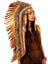 Extra long Feather Headdress 130 cm festival headpiece native american Indian...