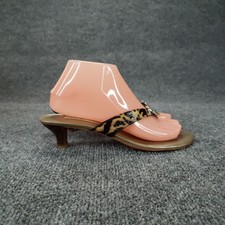 Brighton Shoes Womens Size 7.5 Brown Kitty Heart Thong Sandals Kitten Heel