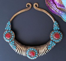 Ladakh Torc Necklace - Handmade Jewelry  - Small 14.5 "Neck - Irregular #4878