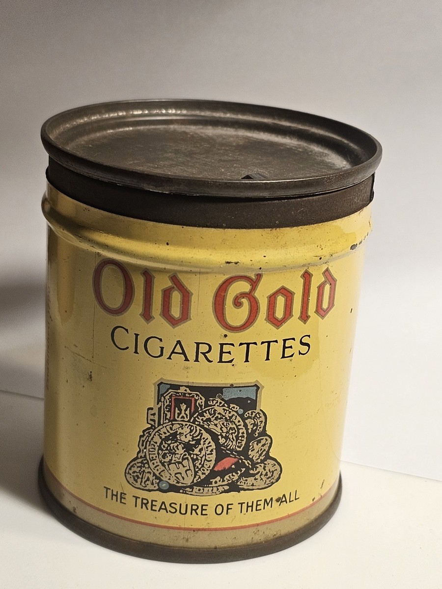 vintage cigarette tins for sale Vintage Old Gold Round 50 Cigarette Keyed Tobacco Tin Very RARE- Very Nice!