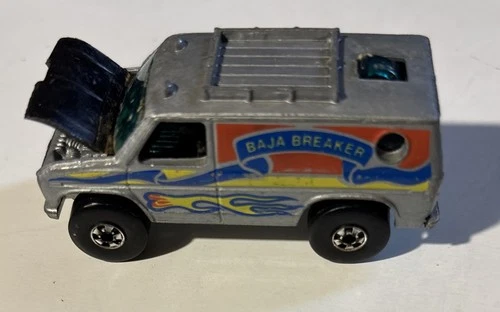 Vintage Hot Wheels 1977 Baja Breaker Van Hong Kong Mattel Gray Silver 4X4 1:64