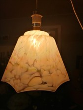 Vintage Pink Green Mottled Glass Pendant Ceiling Light Shade Art Deco Style