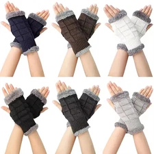 Short Knitted Half Finger Gloves for Women Warm Elastic Autumn Winter Gloves Por