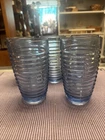 Set of 5 Vintage Anchor Hocking Park Avenue Manhattan Tumblers - Ice Blue Rib