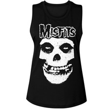 The Misfits White Outlined Band Name Crimson Skull Women's Muscle T Shirt