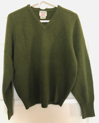 Sweater Green V-Neck Lambs Wool 42 Mens England Frank Bros. Alan Paine