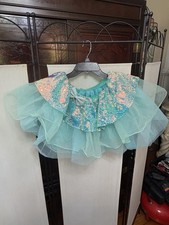 Girls Aqua Sequin Dance Tutu Skirt Iridescent Ruffle Ballet Recital Costume