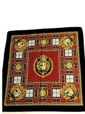 Coat Of Arms  Blk/Gold 100 Polyester Scarf Made in Italy 30" x 30" Wearable Art