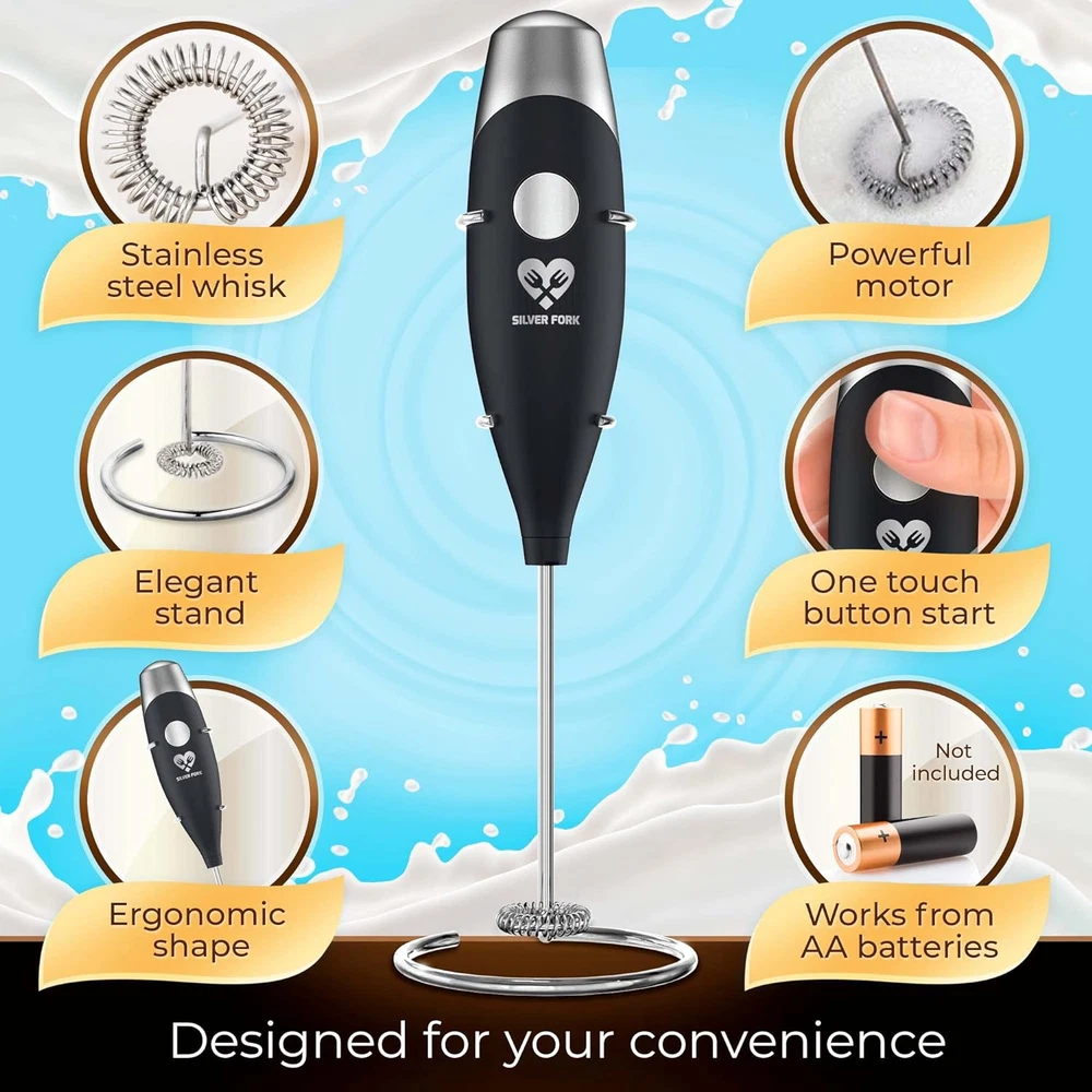 Milk Frother Handheld Battery Operated Foam Maker Electric Wand Mini Drink Mixer Milk Frother Handheld Battery Operated Foam Maker Electric Wand Mini Drink Mixer