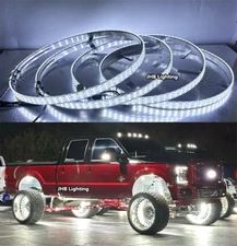 JHB 15.5" TRIPLE ROW PURE WHITE LED Wheel Rings Rim Lights Switch Remote Ctr Set